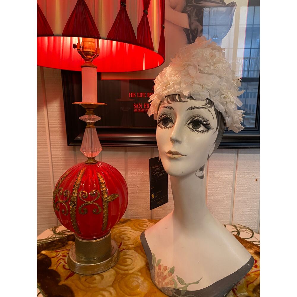 vintage 1960s white rose petal turban 60s floral hat mod avant garde wedding mcm